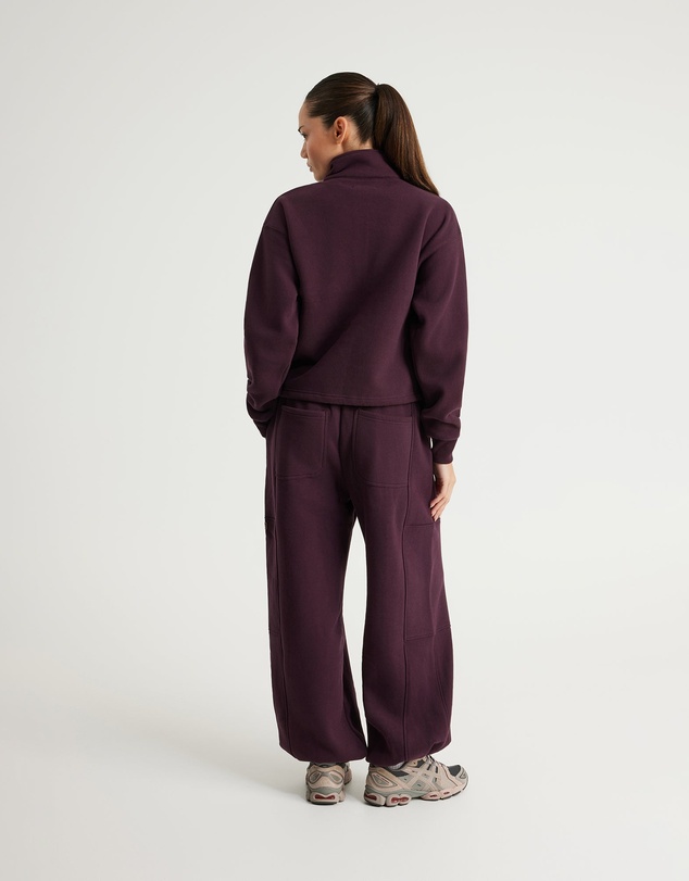 Upstate - Plush Half Zip Funnel Neck - Merlot