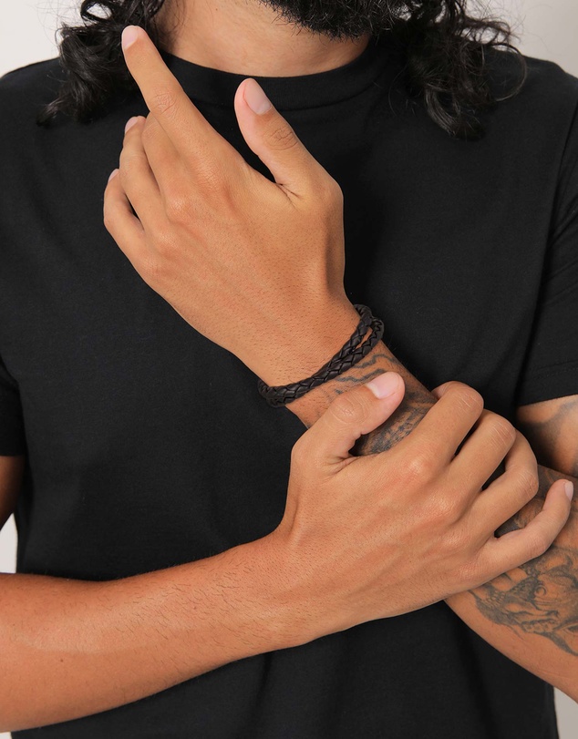 Kuzzoi - ICONIC EXCLUSIVE - Leather Cord Bracelet with Oxidised Sterling Silver Closure