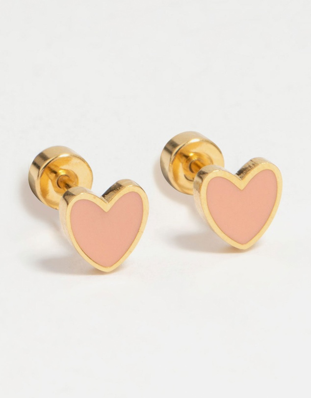 Lovisa - Kids Gold Plated Surgical Steel Heart Flat Back Earrings