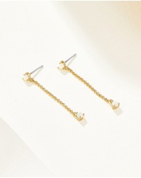 Mestige - Bello White Opal Earrings - 18K Gold Plated