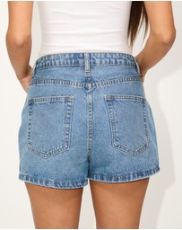 Dazie - Oceane Asymmetric Button Denim Shorts