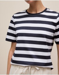 Trenery - Mercerised Cotton Stripe T-shirt in Night Sky