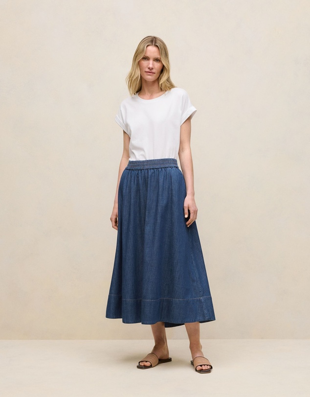 Trenery - Cotton Cuff Sleeve T-shirt in White