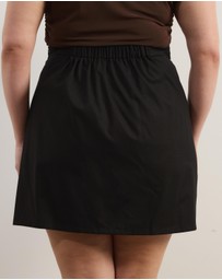 Atmos&Here Curvy - Sage Cotton Linen Blend Mini Skirt