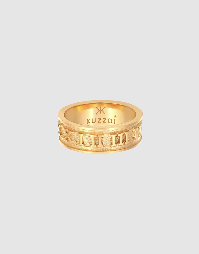 Kuzzoi - ICONIC EXCLUSIVE - Roman Numbers Band Ring in Gold-Plated 925 Sterling Silver