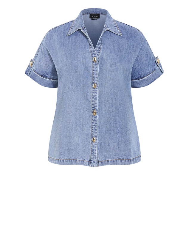 City Chic - Tilly Cotton Denim Shirt