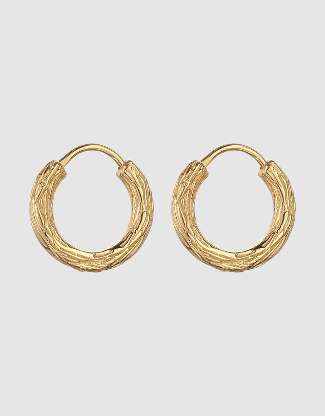 Kuzzoi - ICONIC EXCLUSIVE - Textured Hoop Earrings in Gold-Plated 925 Sterling Silver