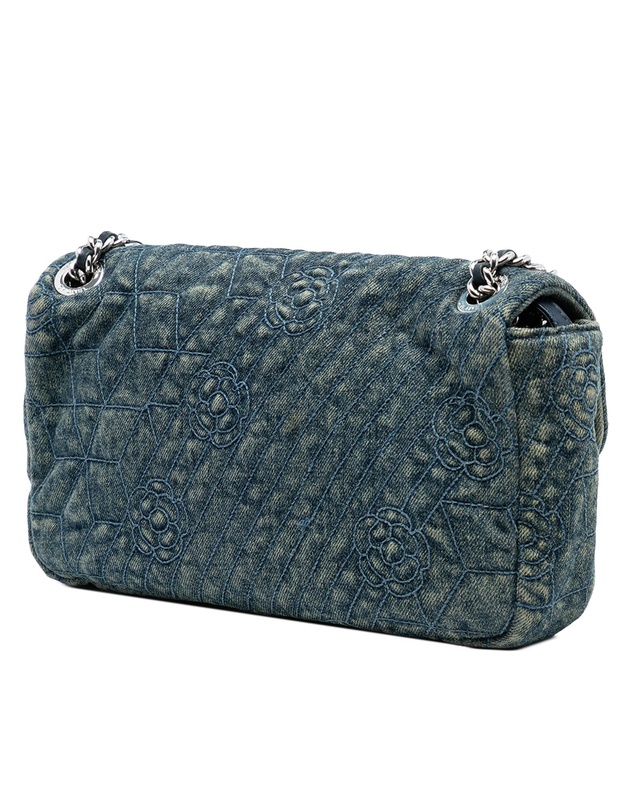Pre-Loved by Azura Reborn - Pre-Loved Medium Embroidered Denim Camellia Flap