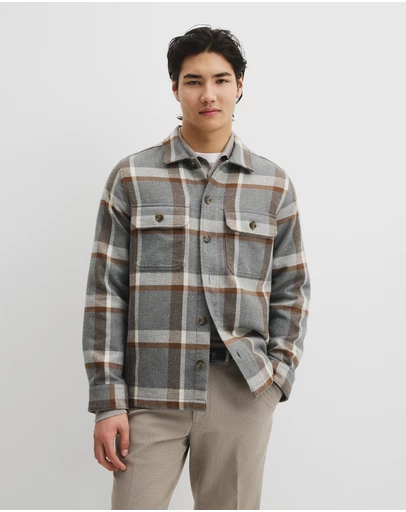 Country Road - Regular Fit Cotton Blend Check Overshirt