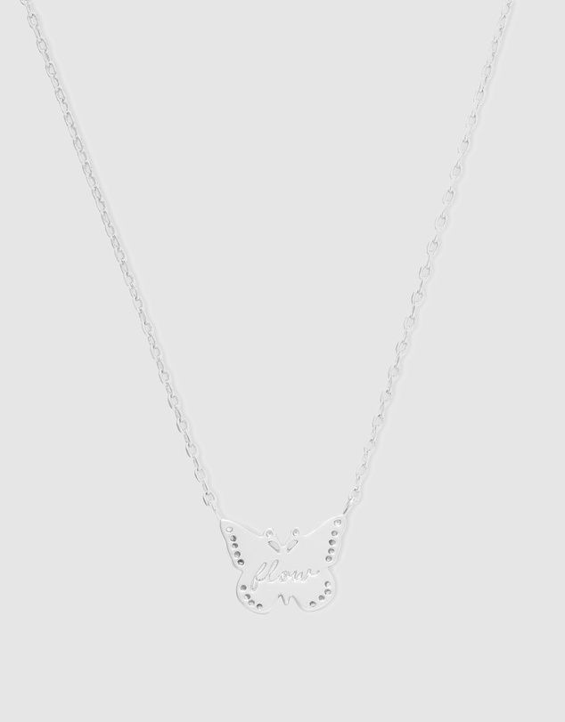 Wanderlust + Co - Butterfly Pearl & Silver Necklace