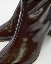 AERE - Anais Square Toe Heeled Leather Ankle Boots