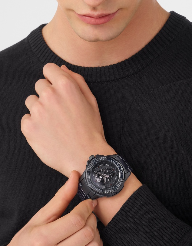 Philipp Plein - The $Kull - 44mm BlackBlack Dial and Stainless Steel Strap