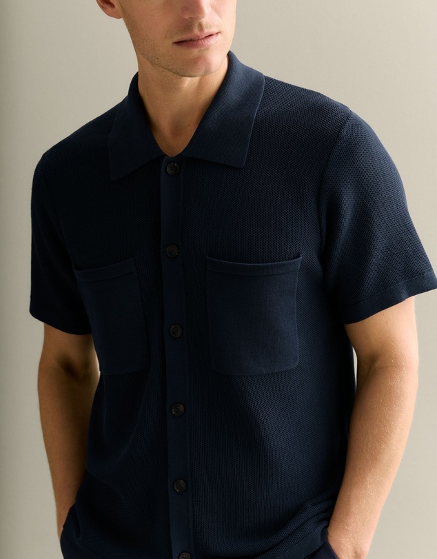 Trenery - Mercerised Cotton Shirt in Navy