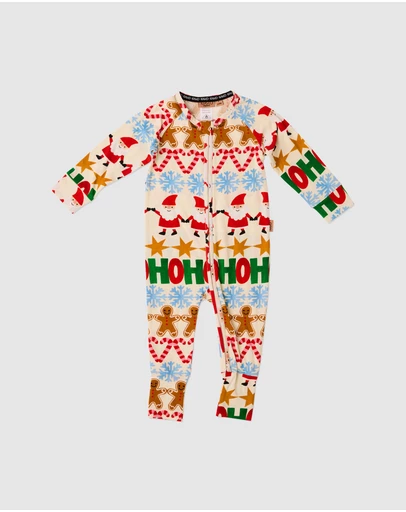 Kip&Co - Festive Garland Organic LS Zip Romper - Babies