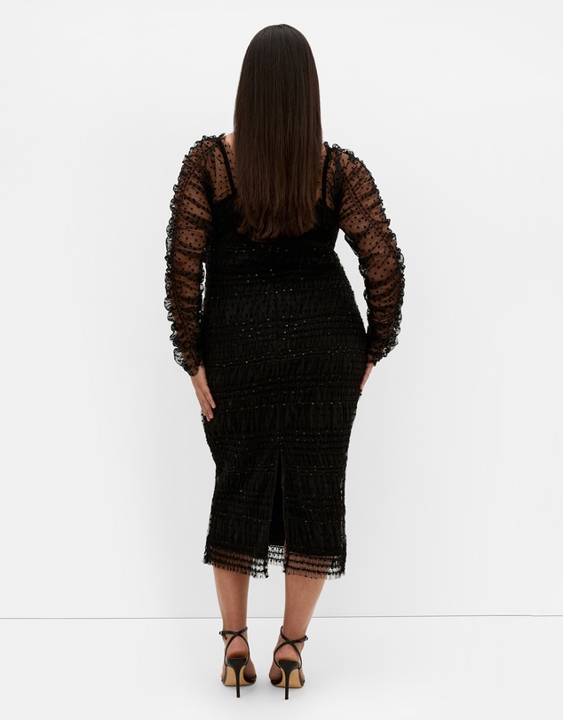 City Chic - Sofie Dobby Spot Midi Dress