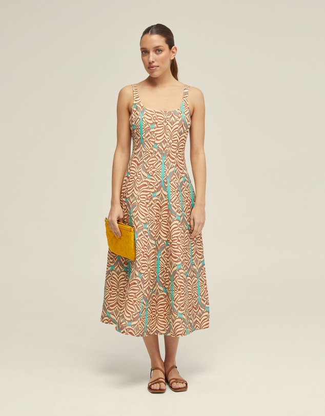 Oxford - Elodie Linen Blend Printed Dress
