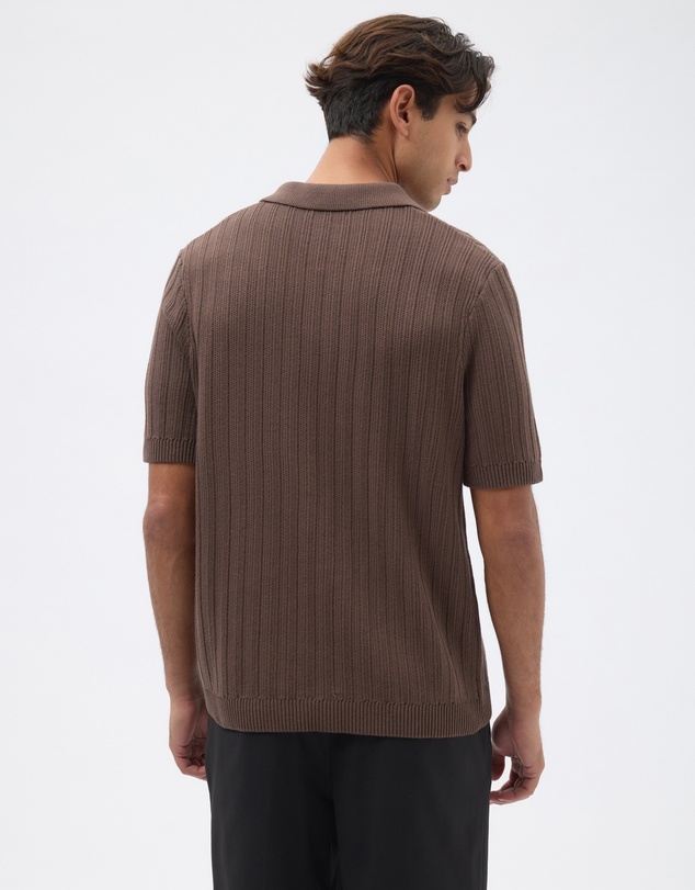 AERE - Fisherman Ribbed Knit Polo