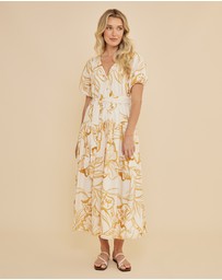 Amelius - Rosemallow Puff Sleeve Midi Dress
