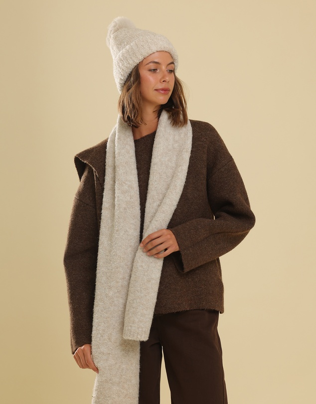 Morgan & Taylor - Elsie Boucle Beanie in White Cream