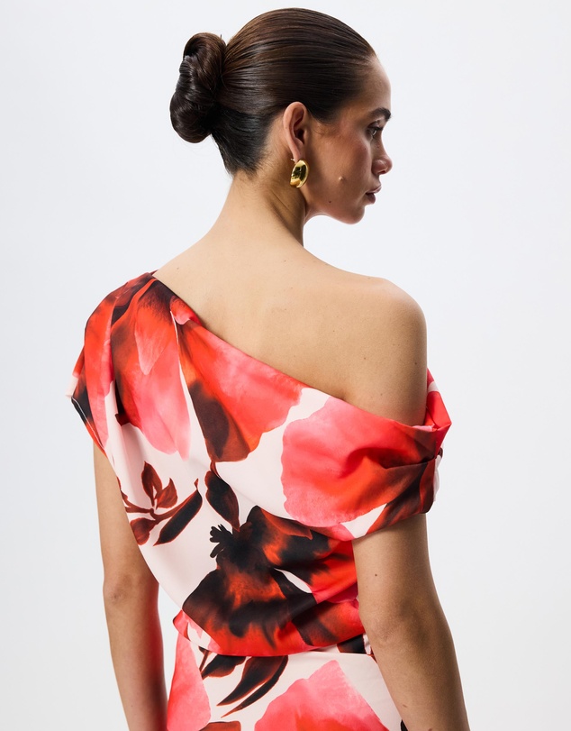 Tussah - Natalia Asym Neckline Floral Print Maxi Dress