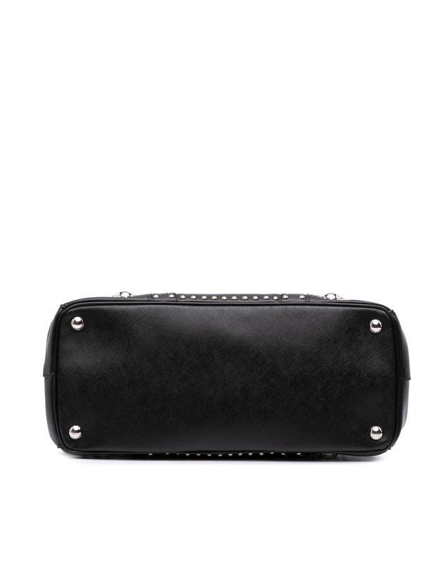 Prada - Pre-Loved Saffiano Turnlock Double Zip Studded Tote