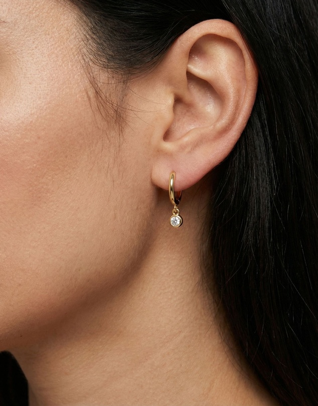HOUSE OF SLANI - Dainty Maliyah Charm Huggie Hoops