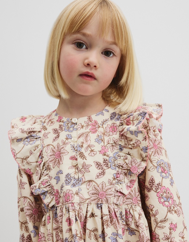 Country Road - Organically Grown Cotton Printed Ruffle Cord Dress