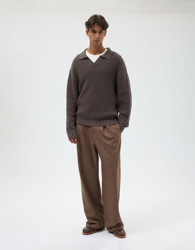 AERE - Oversized Open Collar Knit Polo