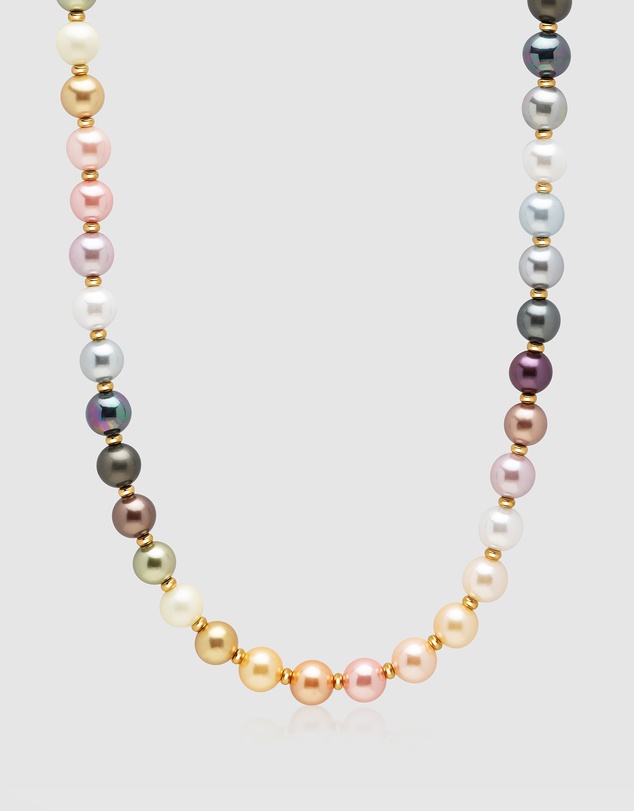Nialaya Jewellery - Pastel Pearl Necklace with Gold