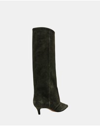 Steve Madden - Luca Olive Suede Heeled Boots