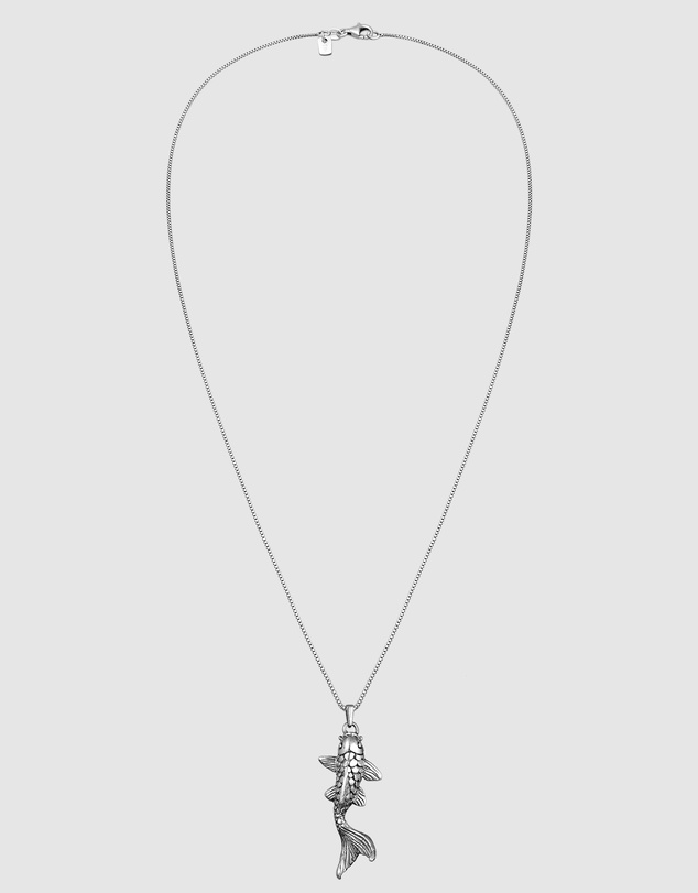 Kuzzoi - ICONIC EXCLUSIVE - Fish Pendant Necklace in Oxidised 925 Sterling Silver