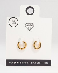 Lovisa - Waterproof Gold Plated Stainless Steel Square Cut Diamante Huggie Earrings