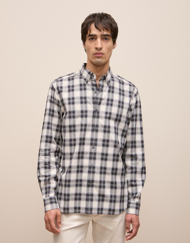 Trenery - Ombre Check Shirt in Charcoal