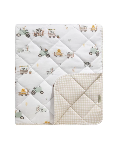 Living Textiles - Reversible Quilted Cot Comforter - Tractor Ride