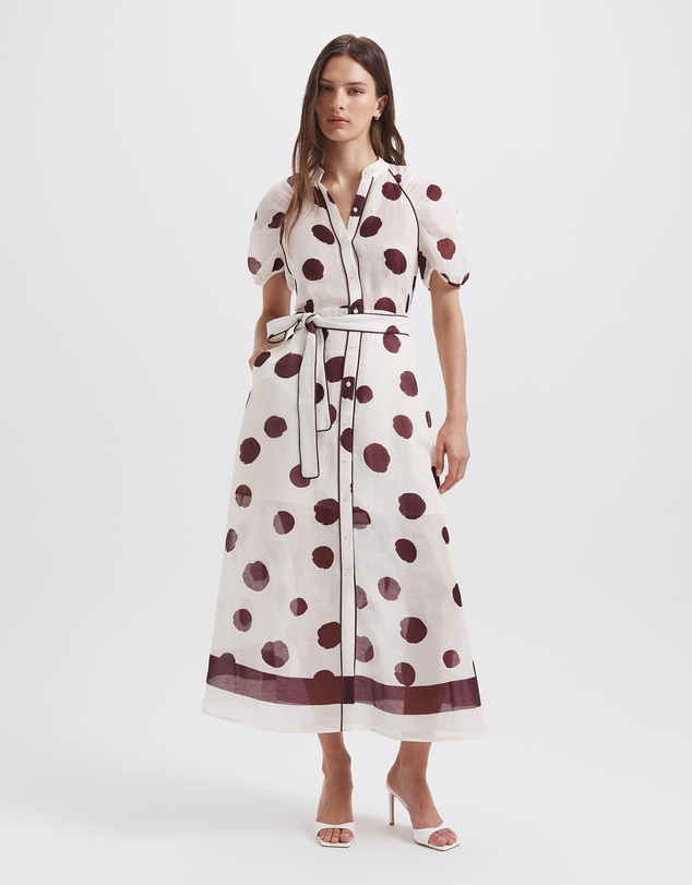 SABA - Dolcetto Silk Linen Midi Dress