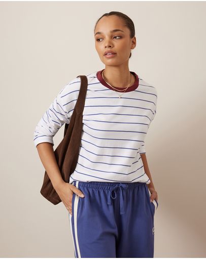WHITE WASHED NAVY STRIPE