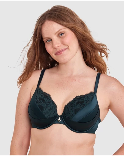 Bras N Things - Rosaria Lightly Lined Bra-Dark Green