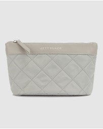 JETT BLACK - The Bondi Silver Quilted Clutch Pouch Zip Case