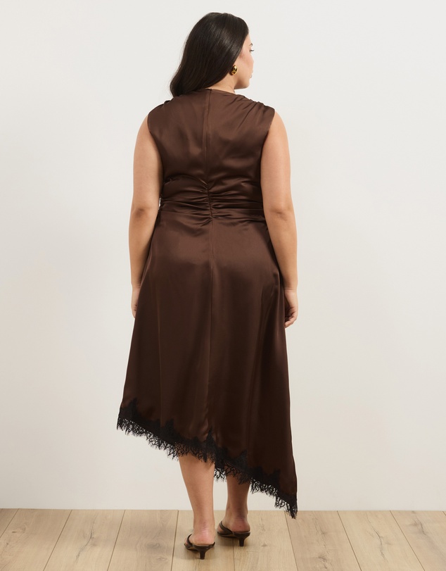 Atmos&Here Curvy - Quinn Satin Midi Dress with Lace Trim