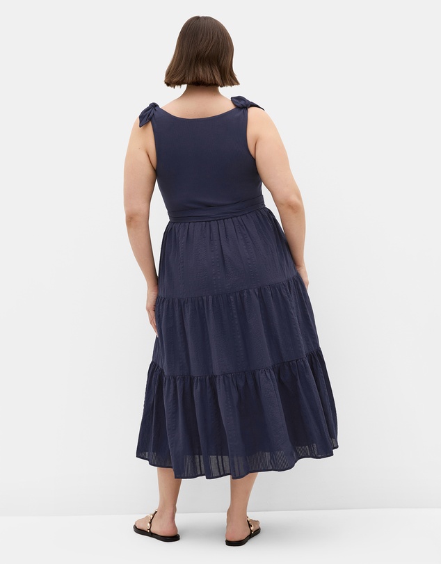 City Chic - Plus size Hallie Tier Midi Dress - navy