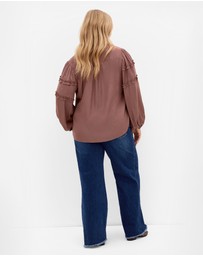 City Chic - Plus size Drama Queen Long Sleeve Shirt - cinnamon