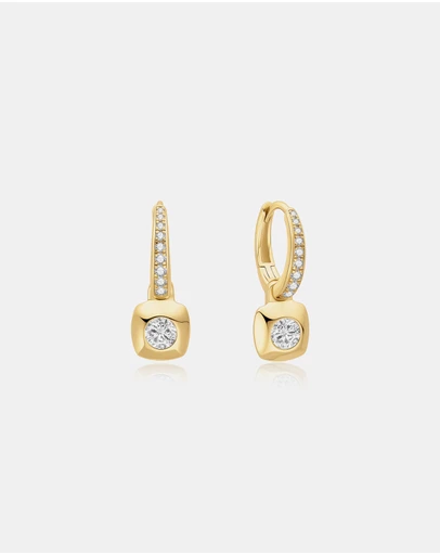 Ania Haie - Ania Haie Gold Modern Bezel-Set Huggie Hoop Earrings