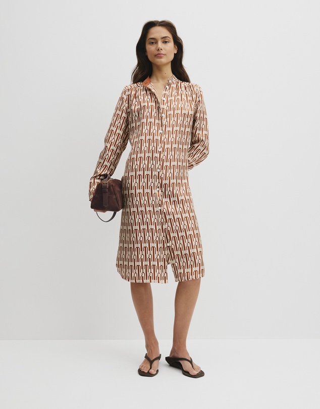 Country Road - Printed Silk Midi Shirt Dress