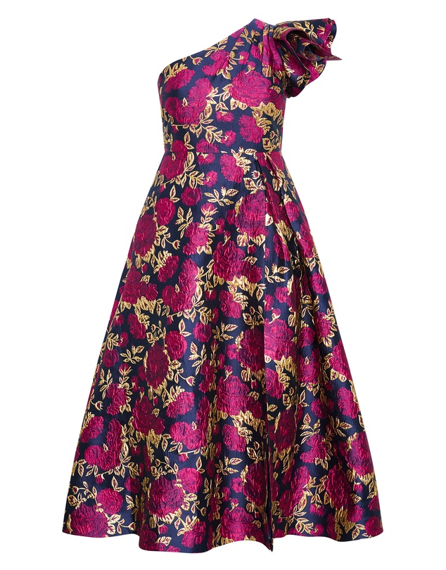 City Chic - Plus size Grand Gala One Shoulder Jacquard Gown - navy