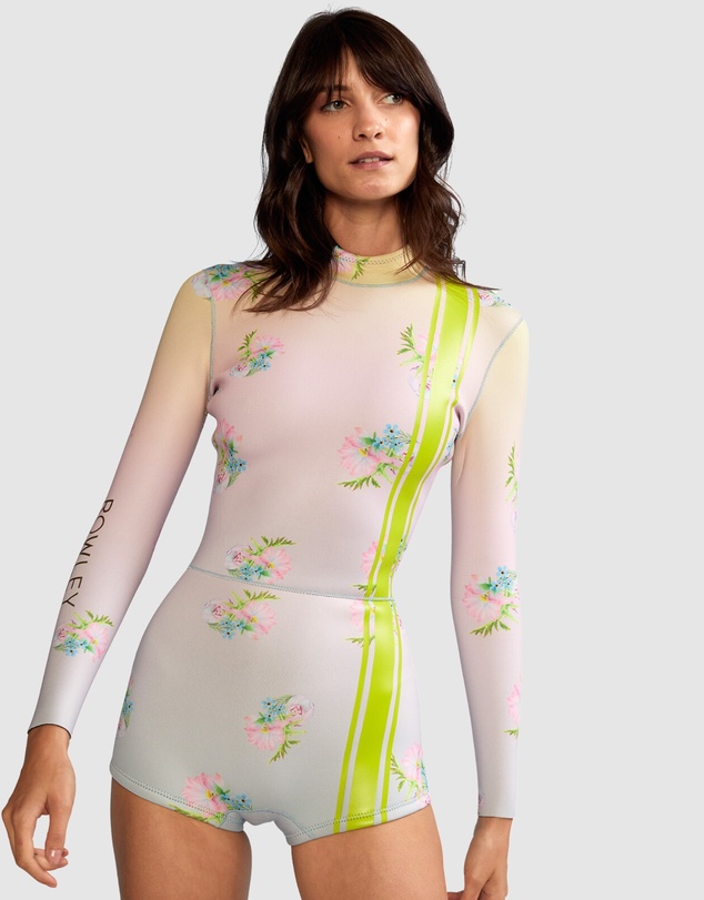 Cynthia Rowley - FLORAL RACING STRIPE WETSUIT