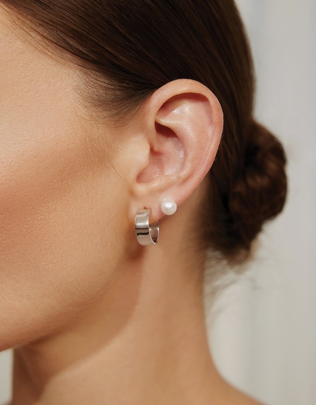 Ania Haie - Silver Flat Medium Hoop Earrings