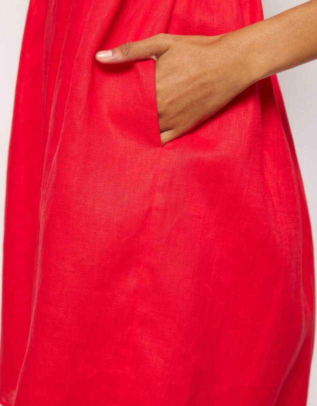 AERE - Amba Shirred Linen Mini Dress