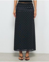 AERE - Chloe Mesh Polka Dot Maxi Skirt