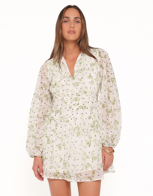 Petal & Pup - Aimee Mini Dress - Green Leaf