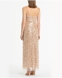 Carla Zampatti - Pale Gold Linear Sequin Gown